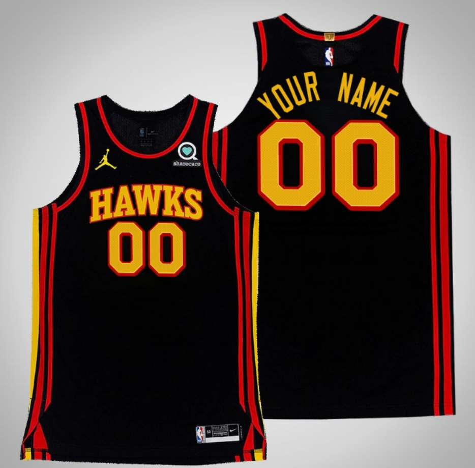 Men's Atlanta Hawks Active Player Custom Black Stitched Statement Jersey